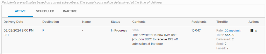 throttling broadcasts